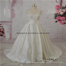 Satén una línea elegante diseño vestido nupcial de la boda